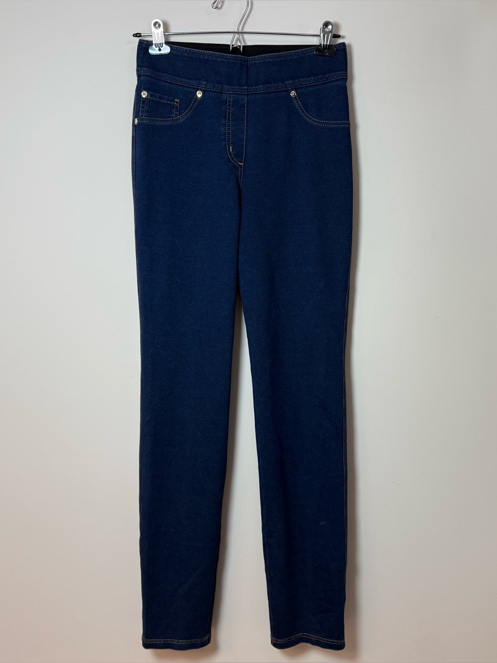 Nygard Slims Pull On Jeans Dark Wash Elastic Waist Stretch Size S
